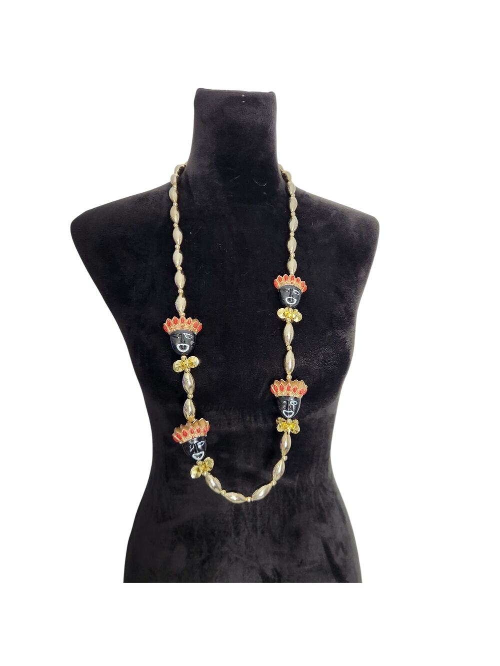 Zuku Warrior Kings Mardi Gras Necklace Bead Crown Prince Shaka Tribal Set Of 2